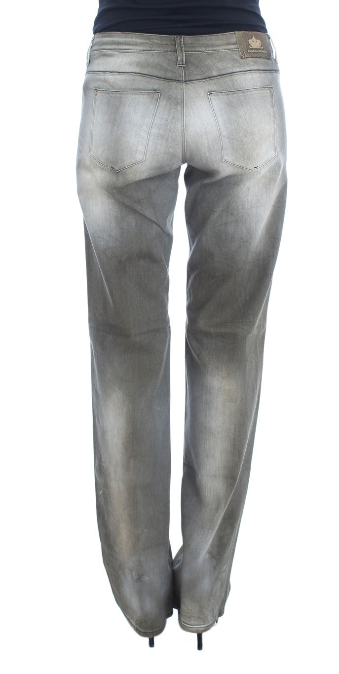 Ermanno Scervino Gray Cotton Blend Loose Fit Boyfriend Jeans