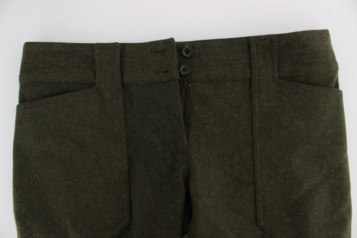 Ermanno Scervino Green Wool Blend Loose Fit Cargo Pants