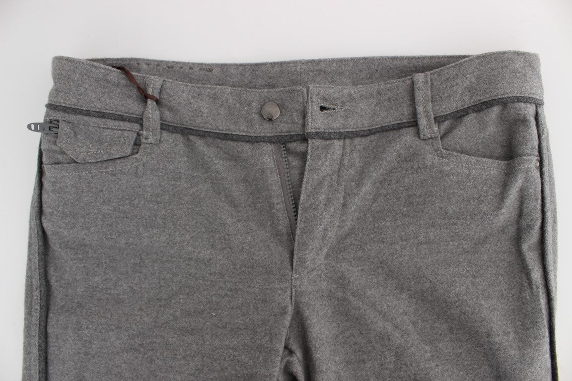 Ermanno Scervino Gray Cotton Straight Fit Casual Pants