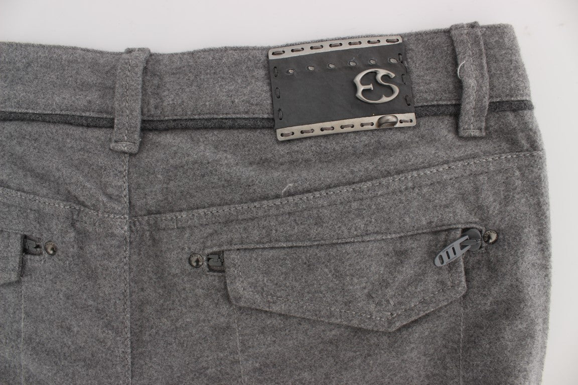 Ermanno Scervino Gray Cotton Straight Fit Casual Pants