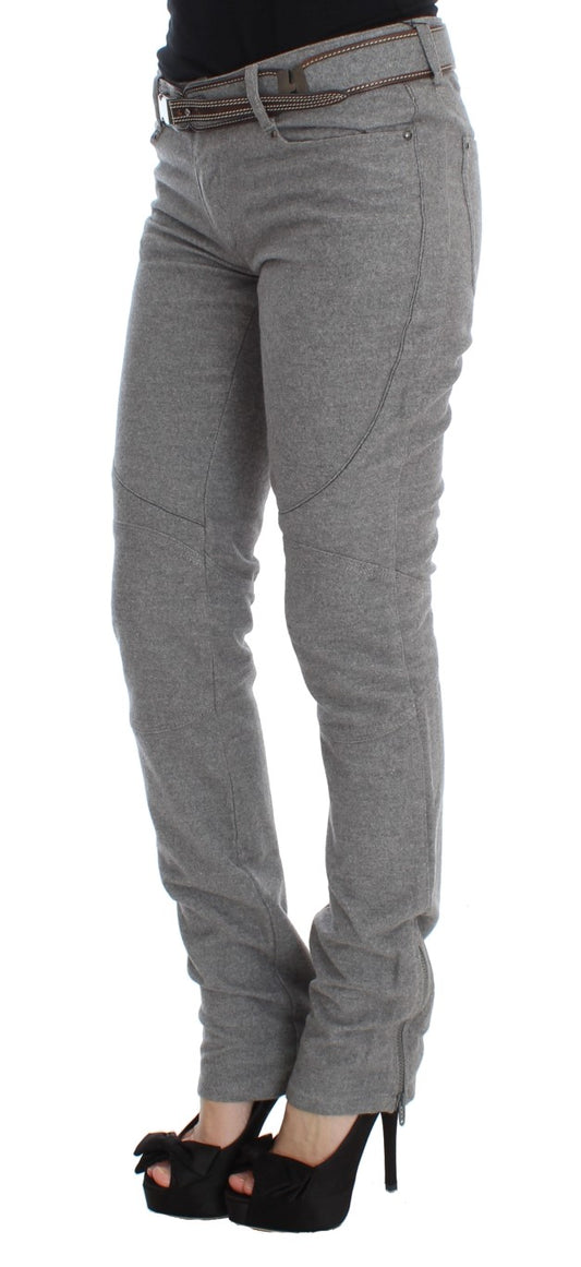 Ermanno Scervino Gray Cotton Slim Fit Casual Bootcut Pants