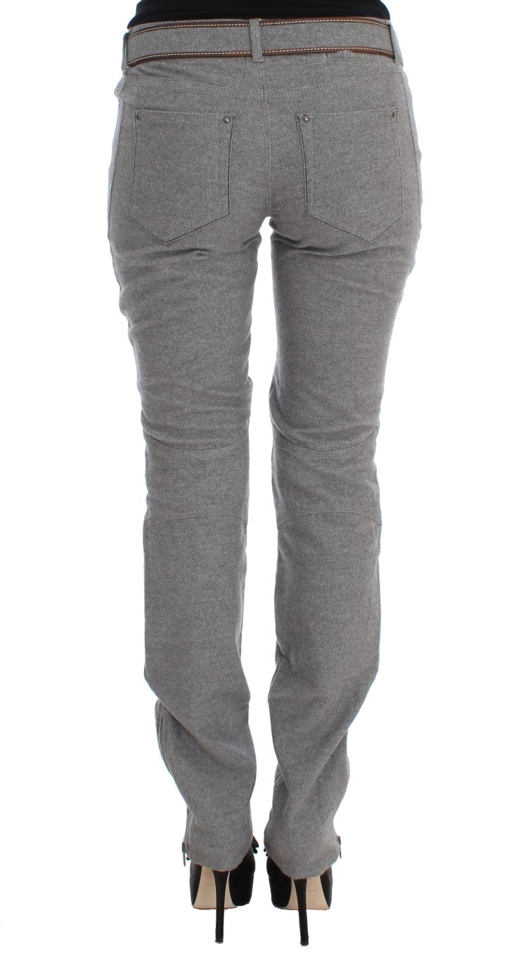 Ermanno Scervino Gray Cotton Slim Fit Casual Bootcut Pants