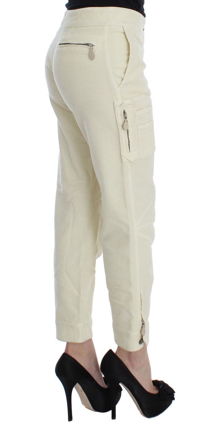 Ermanno Scervino Beige Cotton Capri Cropped Cargo Pants