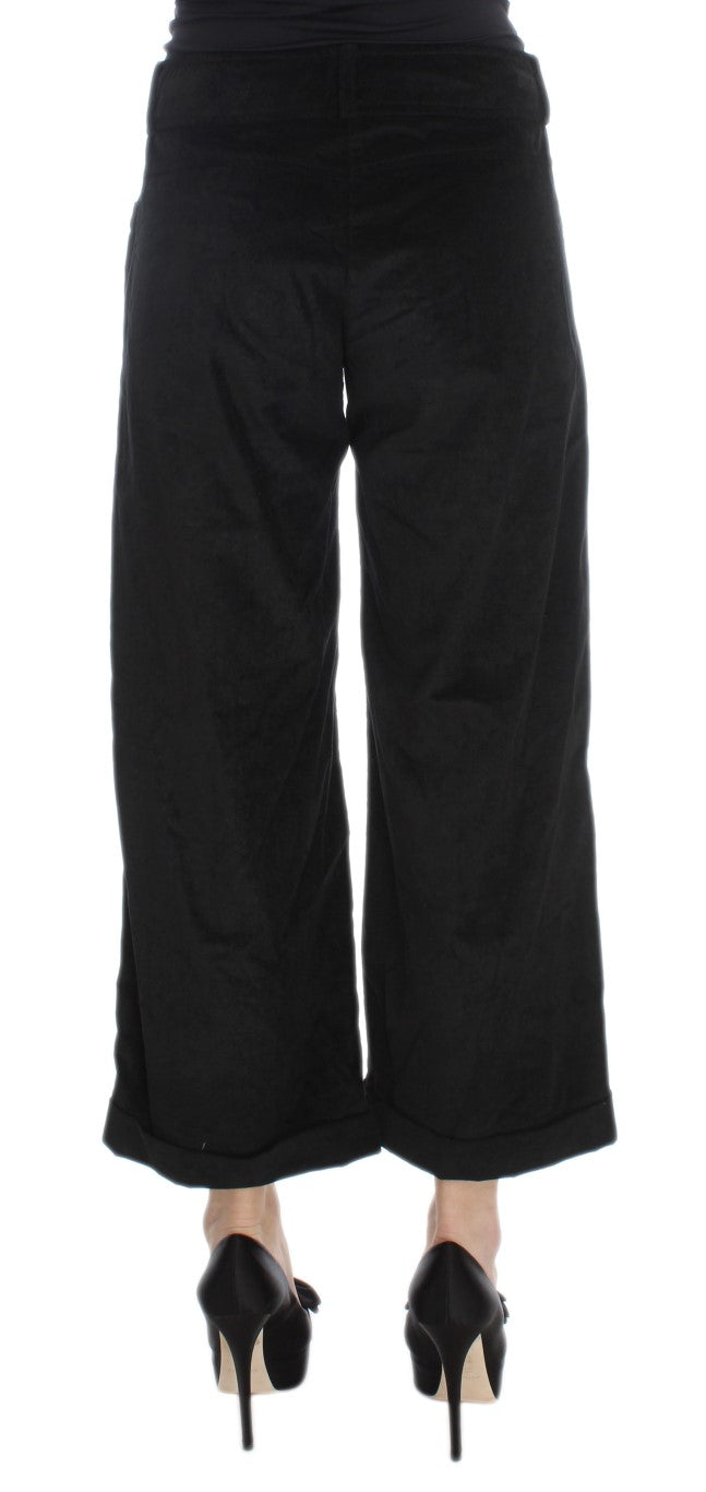 Ermanno Scervino Black Velvet Cotton Capri Bootcut Pants