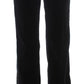 Ermanno Scervino Black Striped Velvet Viscose Bootcut Pants