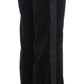 Ermanno Scervino Black Striped Velvet Viscose Bootcut Pants