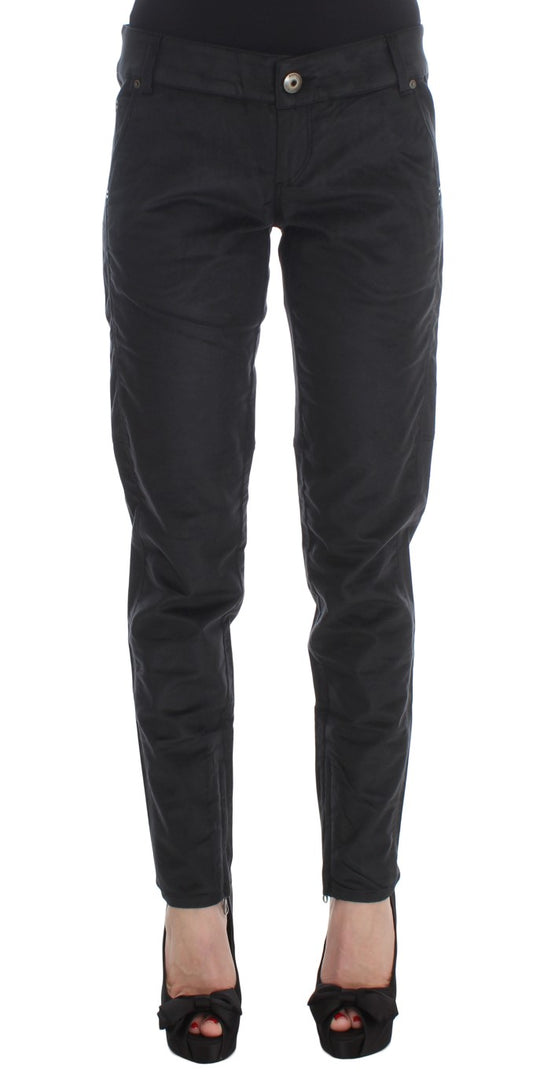 Ermanno Scervino Black Cotton Blend Regular Fit Pants