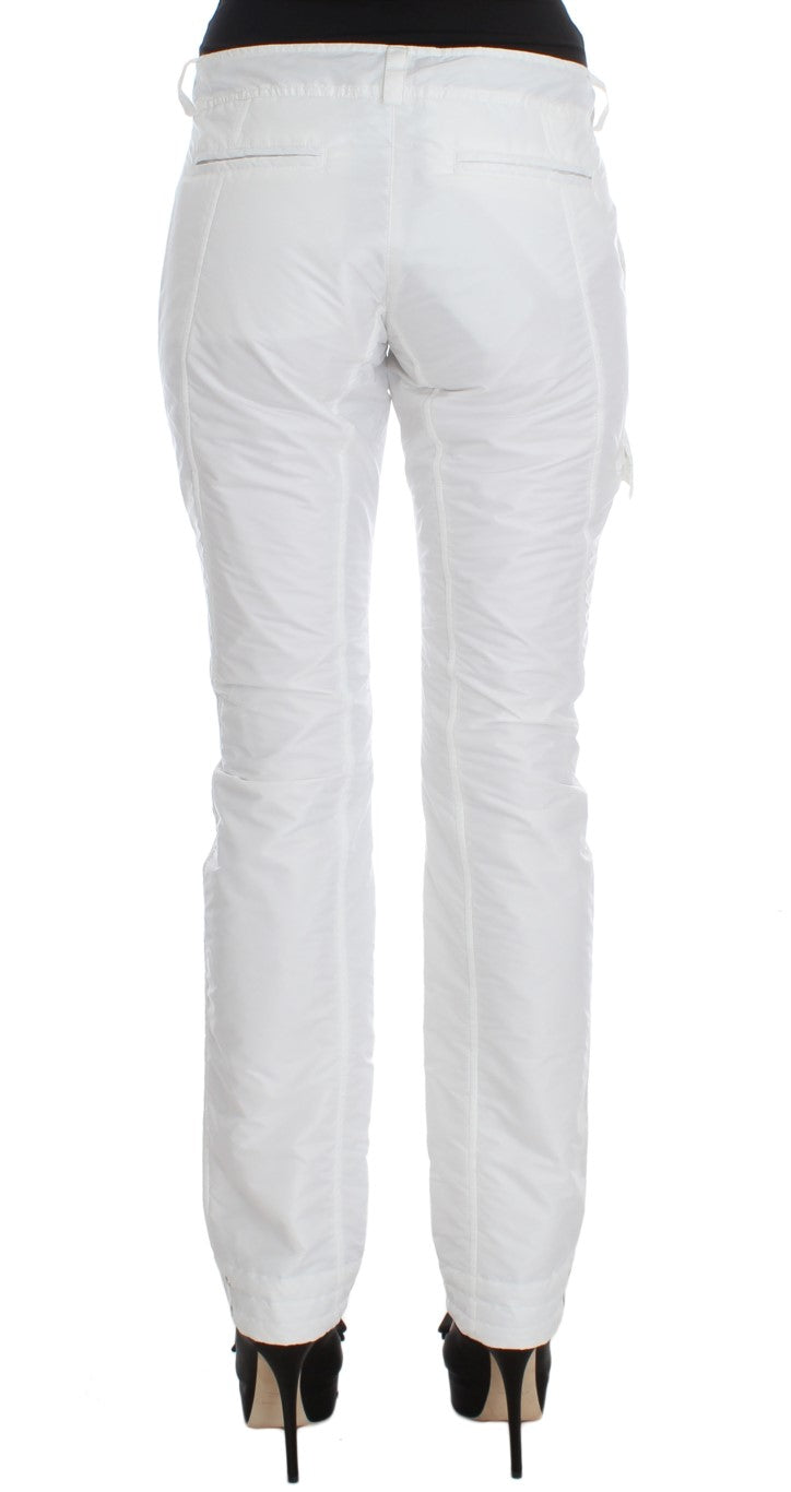 Ermanno Scervino White Nylon Padded Slim Fit Cargo Pants