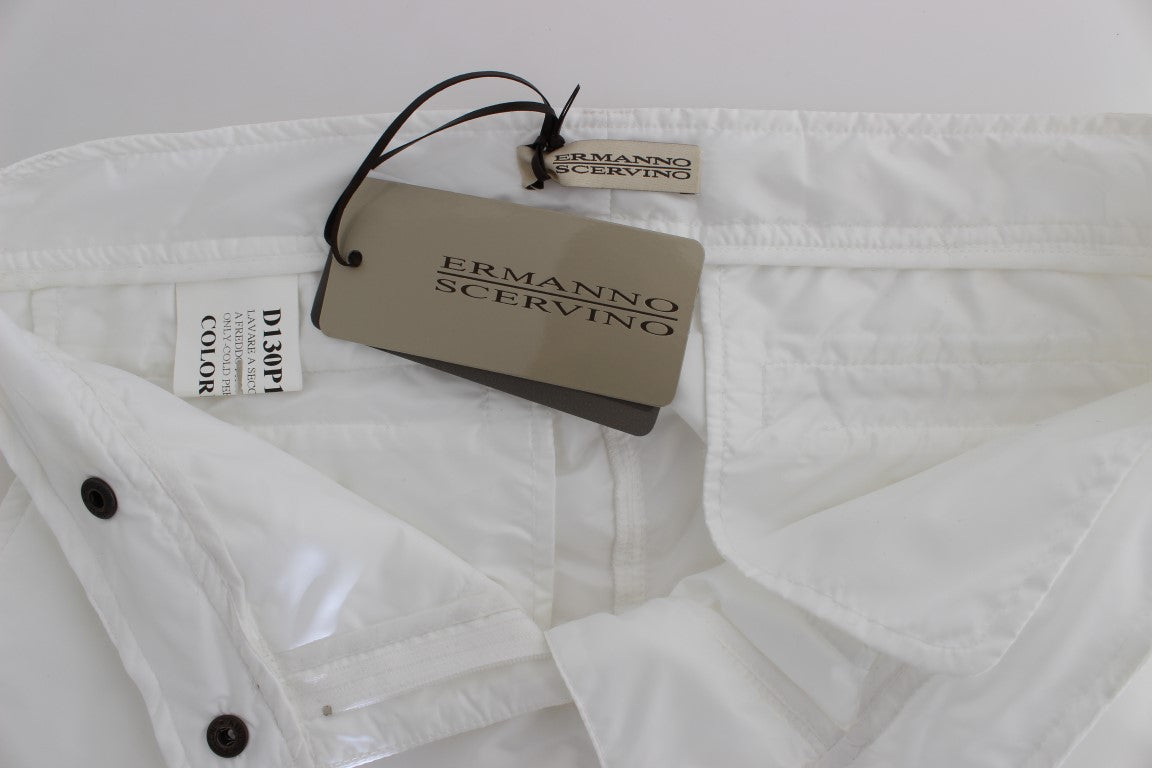 Ermanno Scervino White Nylon Padded Slim Fit Cargo Pants