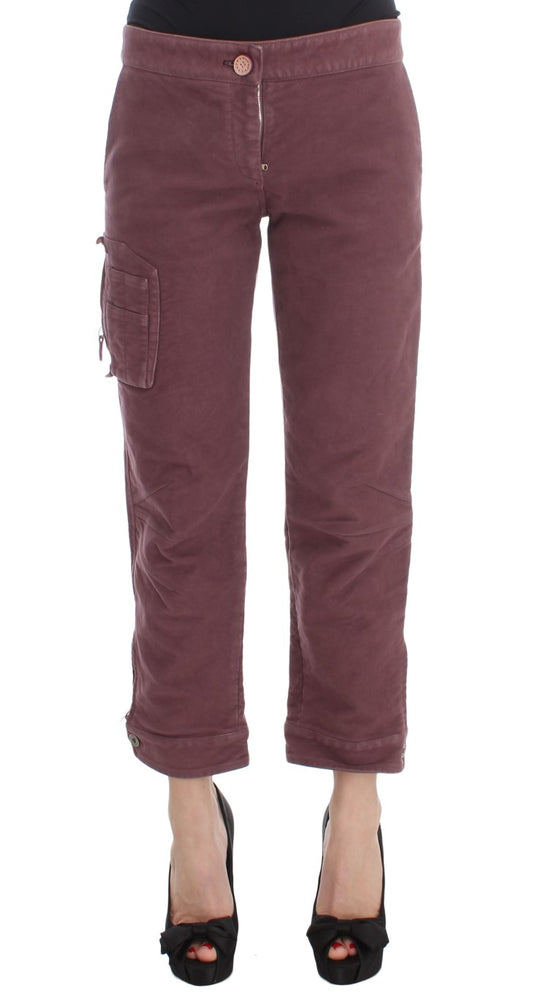 Ermanno Scervino Bordeaux Cotton Cropped Cargo Pants