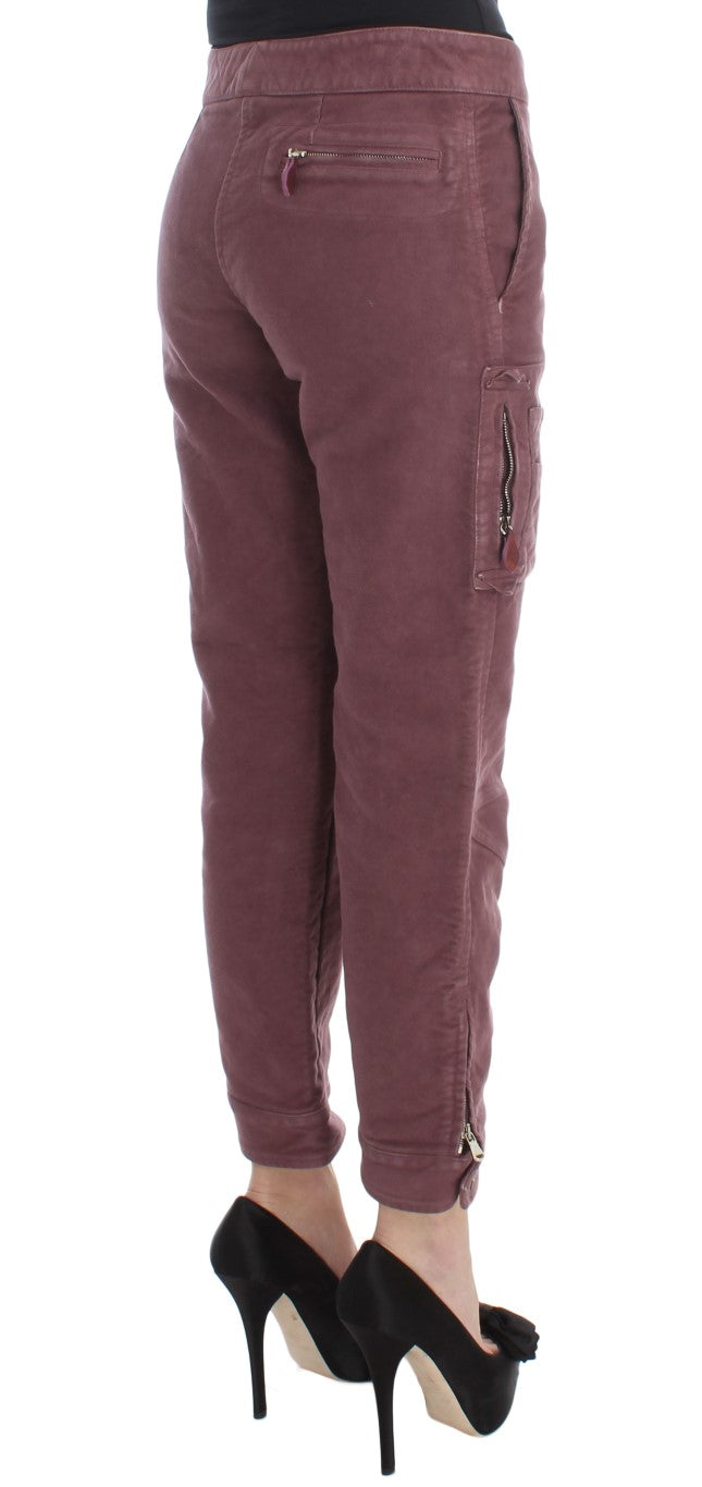 Ermanno Scervino Bordeaux Cotton Cropped Cargo Pants