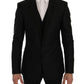 Dolce & Gabbana Black Blue MARTINI Silk Blazer Jacket