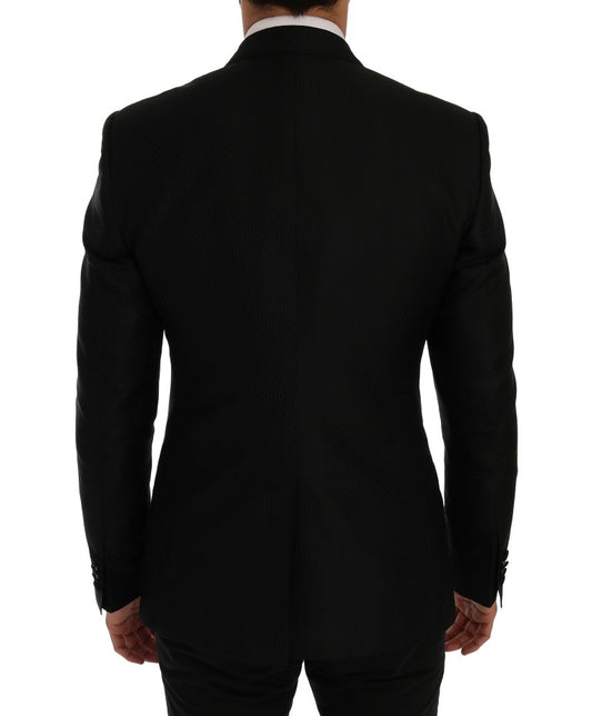 Dolce & Gabbana Black Blue MARTINI Silk Blazer Jacket