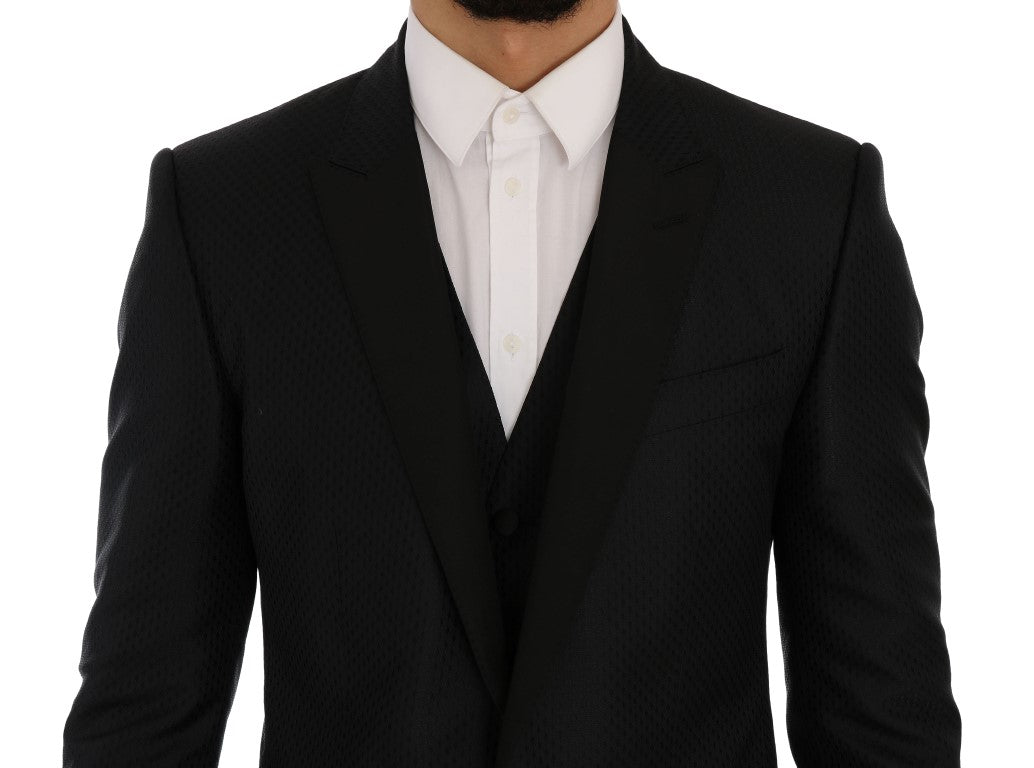 Dolce & Gabbana Black Blue MARTINI Silk Blazer Jacket