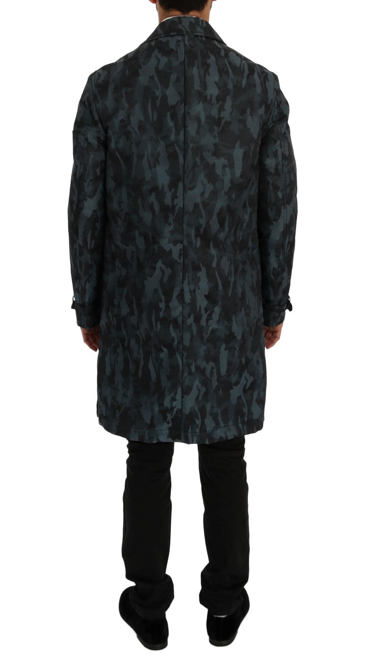 Dolce & Gabbana Blue Camouflage Trench Trench