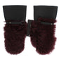 Dolce & Gabbana Black Leather Bordeaux Shearling Gloves