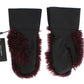 Dolce & Gabbana Black Leather Bordeaux Shearling Gloves