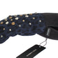 Dolce & Gabbana Gray Wool Shearling Studded Blue Leopard Gloves