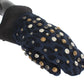 Dolce & Gabbana Gray Wool Shearling Studded Blue Leopard Gloves