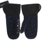 Dolce & Gabbana Gray Wool Shearling Studded Blue Leopard Gloves