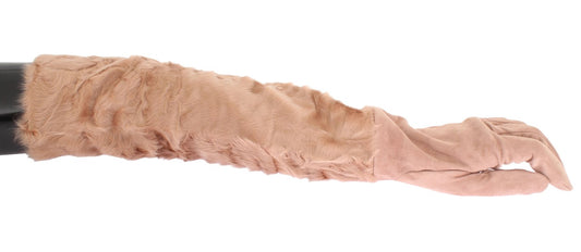 Dolce & Gabbana Beige Suede Xiangao Fur Elbow Gloves