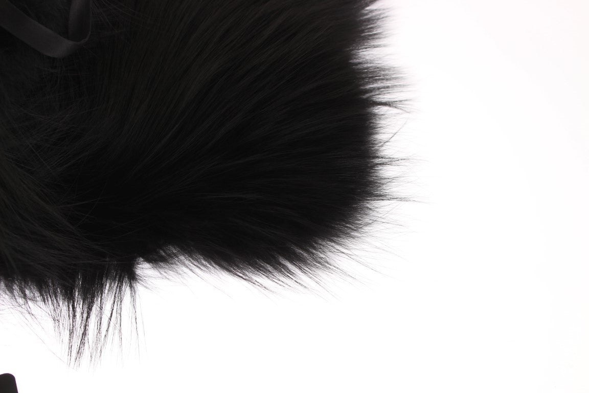 Dolce & Gabbana Black Fox Fur Collar Scarf