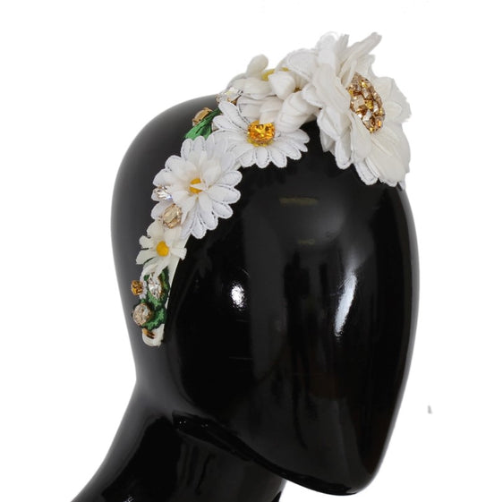 Dolce & Gabbana Yellow White Sunflower Crystal Floral Headband