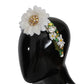 Dolce & Gabbana Yellow White Sunflower Crystal Floral Headband