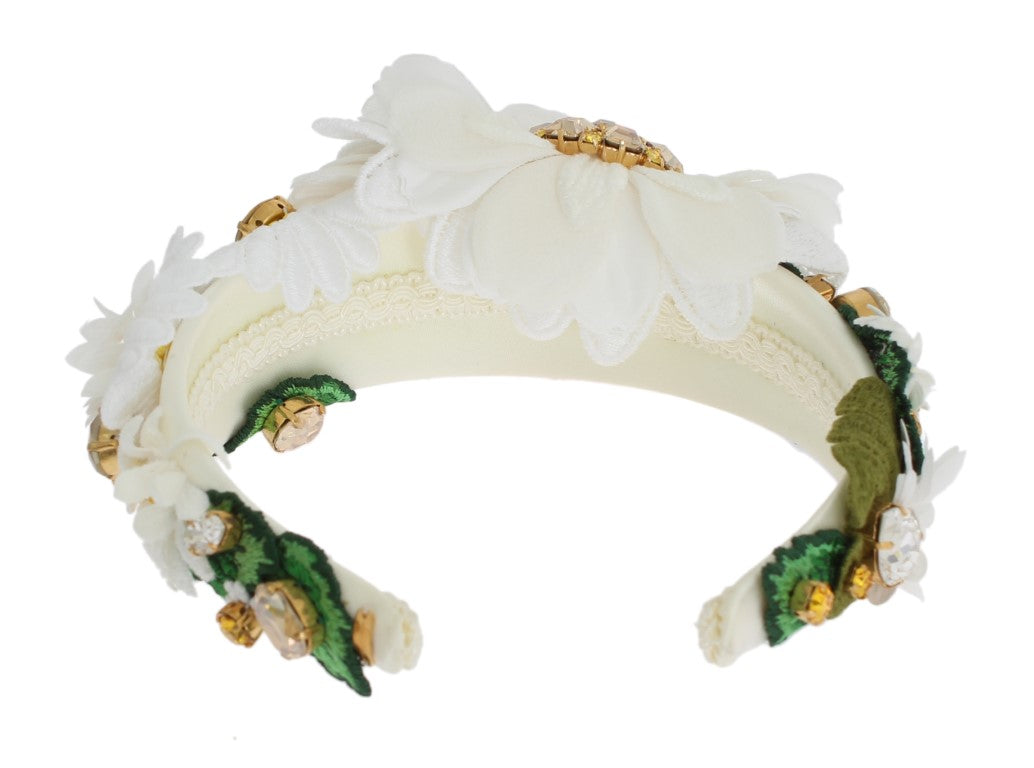 Dolce & Gabbana Yellow White Sunflower Crystal Floral Headband