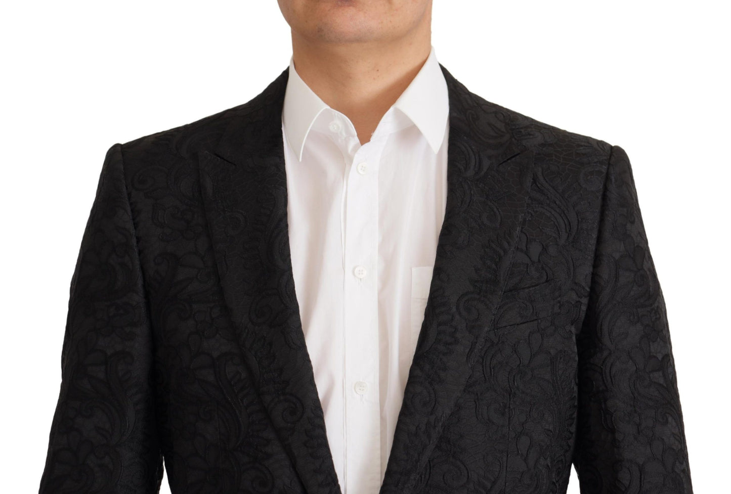 Dolce & Gabbana Black Brocade Formal 2 Piece MARTINI Suit