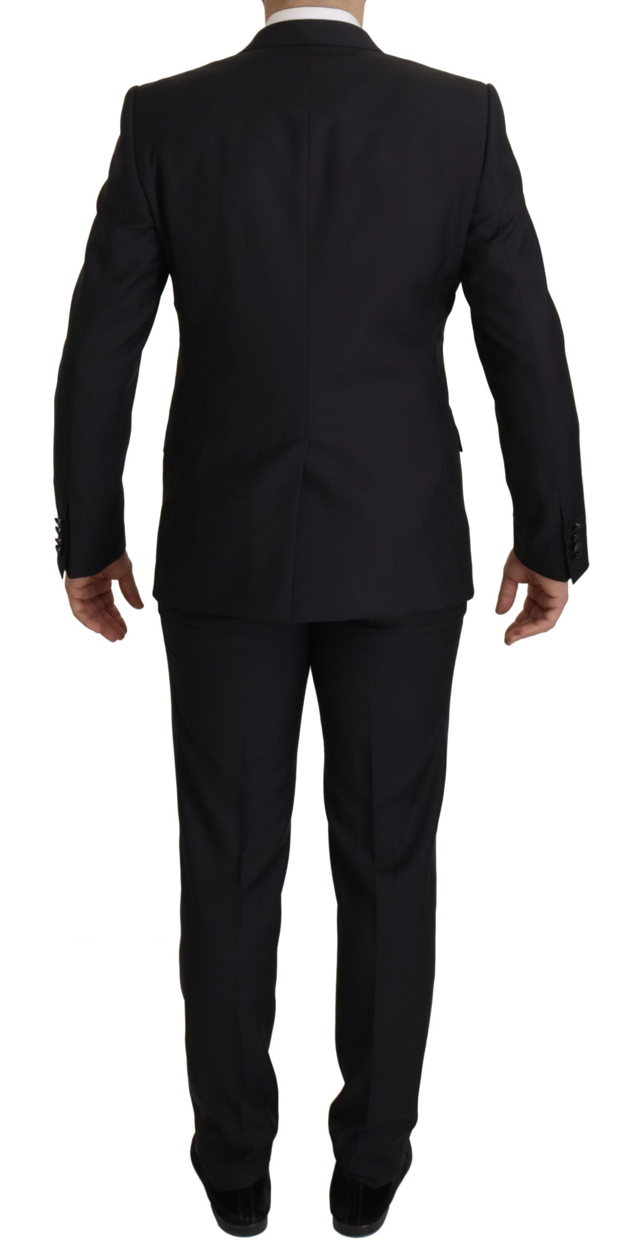 Dolce & Gabbana Black Virgin Wool Formal 3 Piece Suit