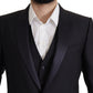 Dolce & Gabbana Black Virgin Wool Formal 3 Piece Suit