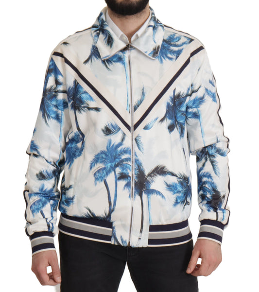 Dolce & Gabbana Multicolor Tree Print Men Full Zip Sweater