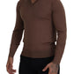 Dolce & Gabbana Brown Wool Men V-neck Pullover Sweater