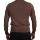 Dolce & Gabbana Brown Wool Men V-neck Pullover Sweater