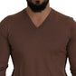 Dolce & Gabbana Brown Wool Men V-neck Pullover Sweater