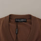 Dolce & Gabbana Brown Wool Men V-neck Pullover Sweater