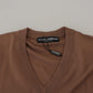 Dolce & Gabbana Brown Wool Men V-neck Pullover Sweater