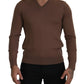 Dolce & Gabbana Brown Wool Men V-neck Pullover Sweater