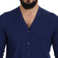 Dolce & Gabbana Blue Wool V-neck Button Down Cardigan Sweater