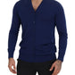 Dolce & Gabbana Blue Wool V-neck Button Down Cardigan Sweater