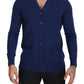 Dolce & Gabbana Blue Wool V-neck Button Down Cardigan Sweater