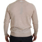 Dolce & Gabbana Beige Virgin Wool Crew Neck Pullover Sweater