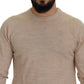 Dolce & Gabbana Beige Virgin Wool Crew Neck Pullover Sweater