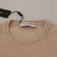 Dolce & Gabbana Beige Virgin Wool Crew Neck Pullover Sweater