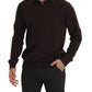 Dolce & Gabbana Brown Cashmere Collared Pullover Sweater