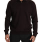 Dolce & Gabbana Brown Cashmere Collared Pullover Sweater