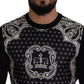 Dolce & Gabbana Black White Bandana Crewneck Pullover Sweater