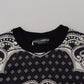 Dolce & Gabbana Black White Bandana Crewneck Pullover Sweater