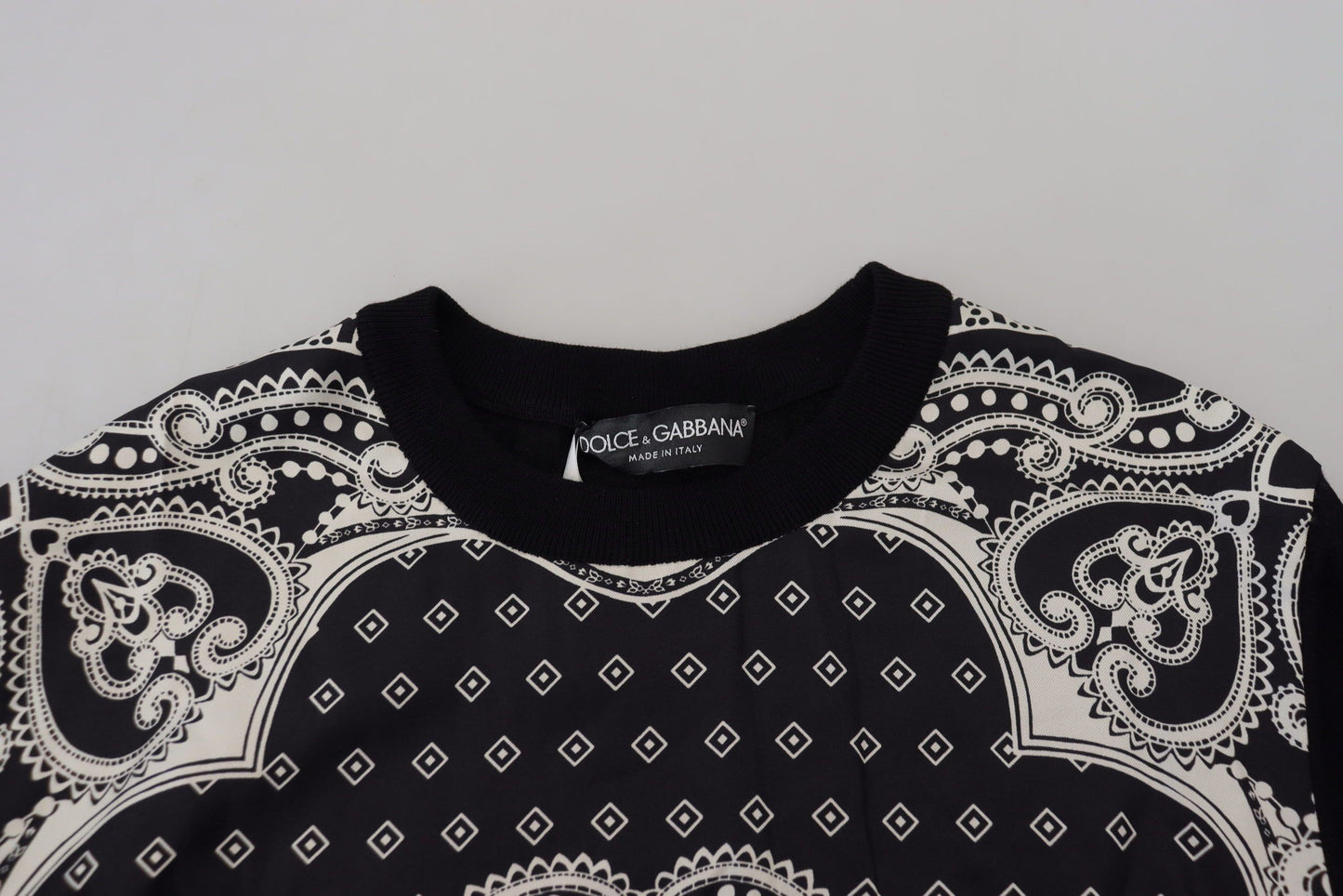 Dolce & Gabbana Black White Bandana Crewneck Pullover Sweater